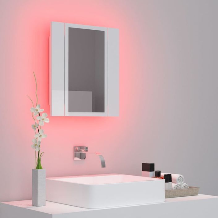 Armoire à miroir de bain à LED Blanc brillant 40x12x45 cm - Photo n°5