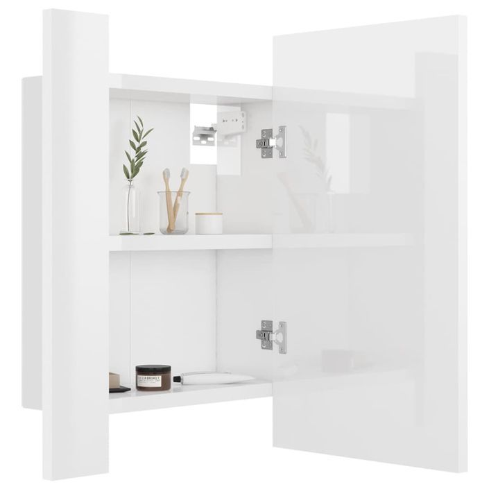 Armoire à miroir de bain à LED Blanc brillant 40x12x45 cm - Photo n°1
