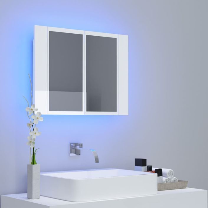 Armoire à miroir de bain à LED Blanc brillant 60x12x45 cm - Photo n°4