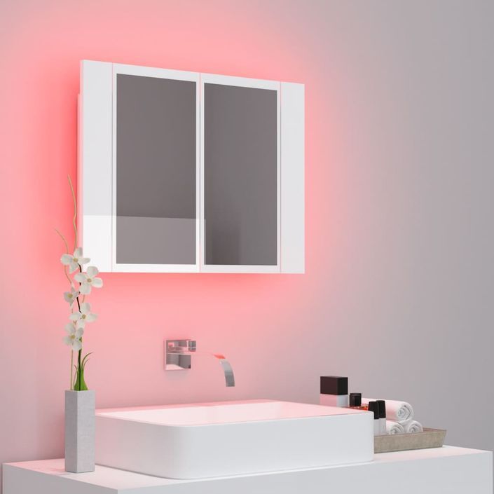 Armoire à miroir de bain à LED Blanc brillant 60x12x45 cm - Photo n°5
