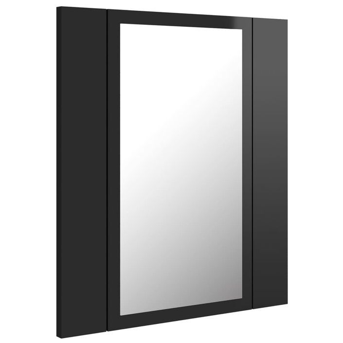 Armoire à miroir de bain à LED Noir brillant 40x12x45 cm - Photo n°8