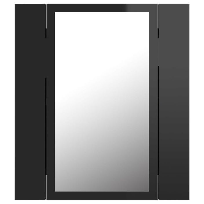 Armoire à miroir de bain à LED Noir brillant 40x12x45 cm - Photo n°9