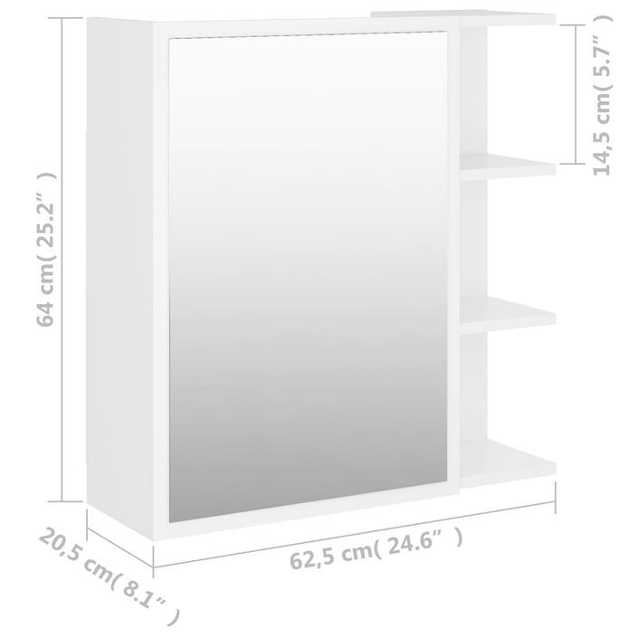 Armoire à miroir de bain Blanc 62,5x20,5x64 cm - Photo n°10