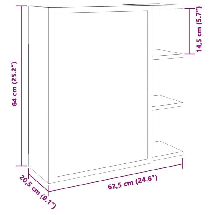 Armoire à miroir de bain Chêne sonoma 62,5x20,5x64 cm - Photo n°12