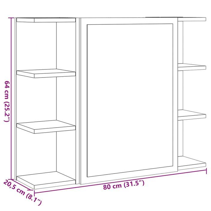 Armoire à miroir de bain Chêne sonoma 80x20,5x64 cm - Photo n°12