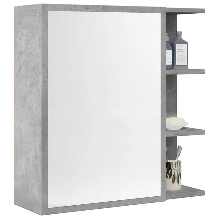 Armoire à miroir de bain Gris béton 62,5x20,5x64cm - Photo n°1