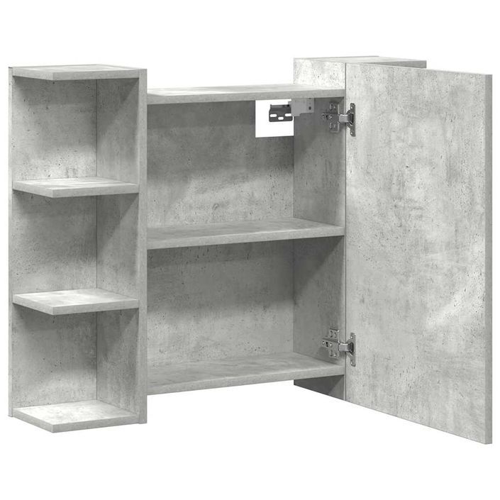 Armoire à miroir de bain Gris béton 80x20,5x64 cm - Photo n°7