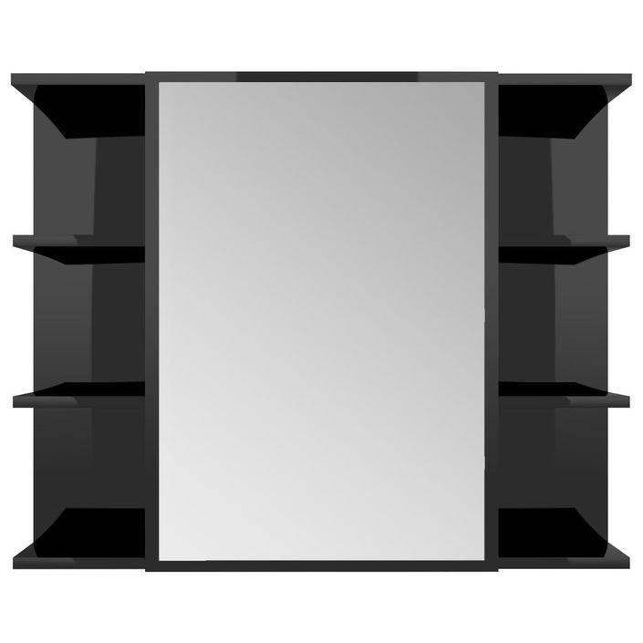 Armoire à miroir de bain Noir brillant 80x20,5x64 cm - Photo n°1
