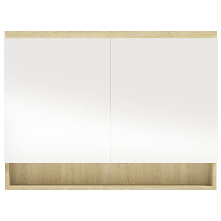 Armoire à miroir de salle de bain 80x15x60cm MDF Blanc et chêne - Photo n°6