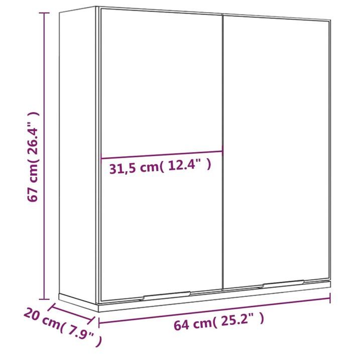 Armoire à miroir de salle de bain Blanc 64x20x67 cm - Photo n°10