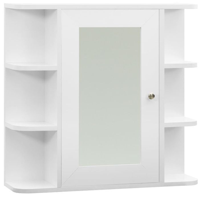 Armoire à miroir de salle de bain Blanc 66x17x63 cm MDF - Photo n°1