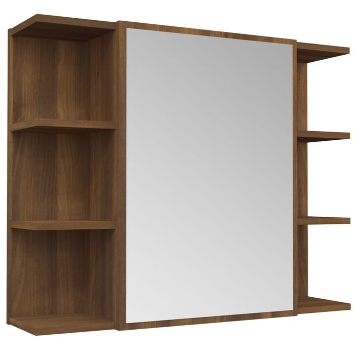 Armoire à miroir de salle de bain Chêne brun 80x20,5x64 cm Bois - Photo n°1