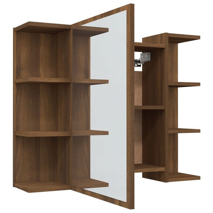 Armoire à miroir de salle de bain Chêne brun 80x20,5x64 cm Bois - Photo n°5