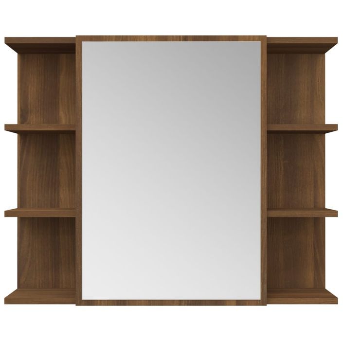 Armoire à miroir de salle de bain Chêne brun 80x20,5x64 cm Bois - Photo n°6