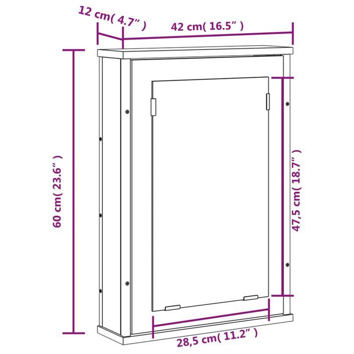 Armoire à miroir de salle de bain chêne marron bois ingénierie - Photo n°12