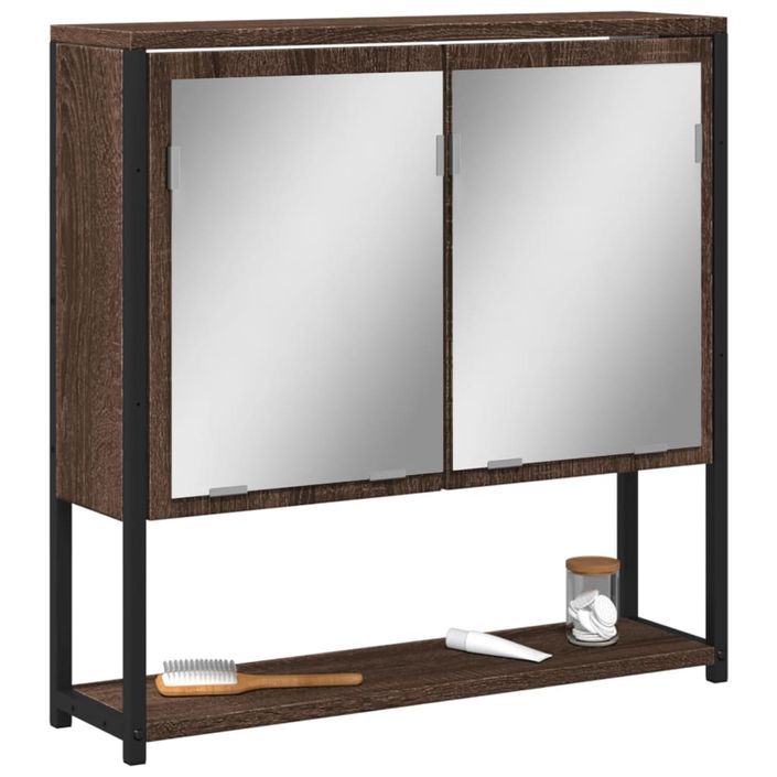 Armoire à miroir de salle de bain chêne marron bois ingénierie - Photo n°1