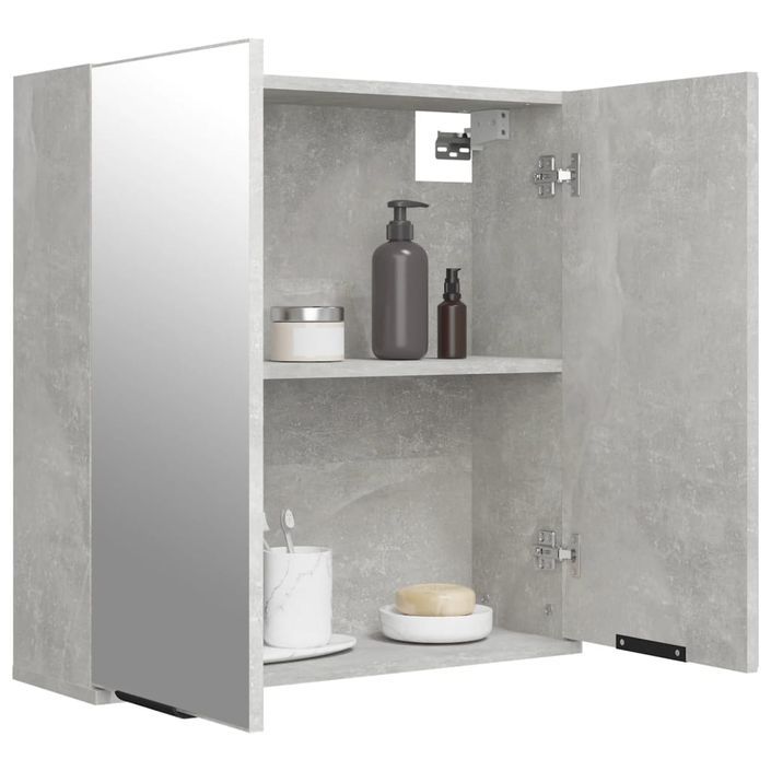 Armoire à miroir de salle de bain Gris béton 64x20x67 cm - Photo n°5