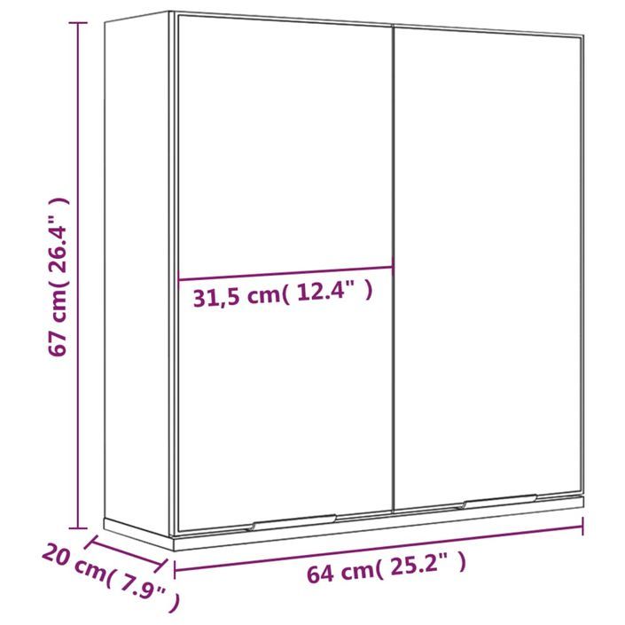 Armoire à miroir de salle de bain Gris béton 64x20x67 cm - Photo n°10