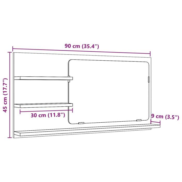 Armoire à miroir de salle de bain gris béton bois d'ingénierie - Photo n°10