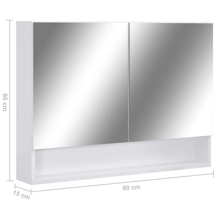 Armoire à miroir de salle de bain LED Blanc 80x15x60 cm MDF - Photo n°9