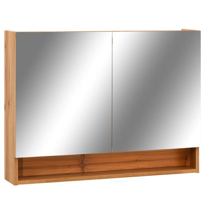 Armoire à miroir de salle de bain LED Chêne 80x15x60 cm MDF - Photo n°2