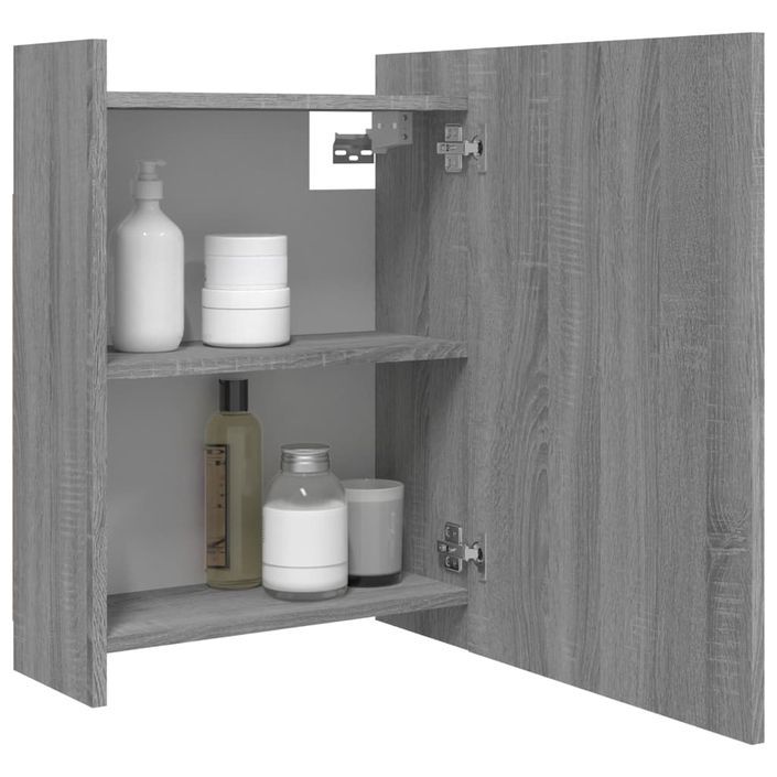 Armoire à miroir de salle de bain Sonoma gris 62,5x20,5x64 cm - Photo n°5