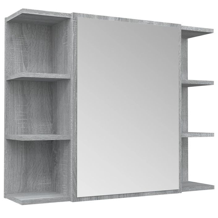 Armoire à miroir de salle de bain Sonoma gris 80x20,5x64cm Bois - Photo n°1