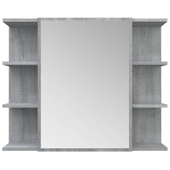 Armoire à miroir de salle de bain Sonoma gris 80x20,5x64cm Bois - Photo n°6