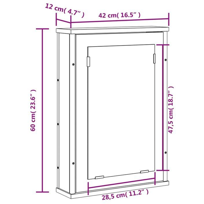 Armoire à miroir de salle de bain sonoma gris bois d’ingénierie - Photo n°12