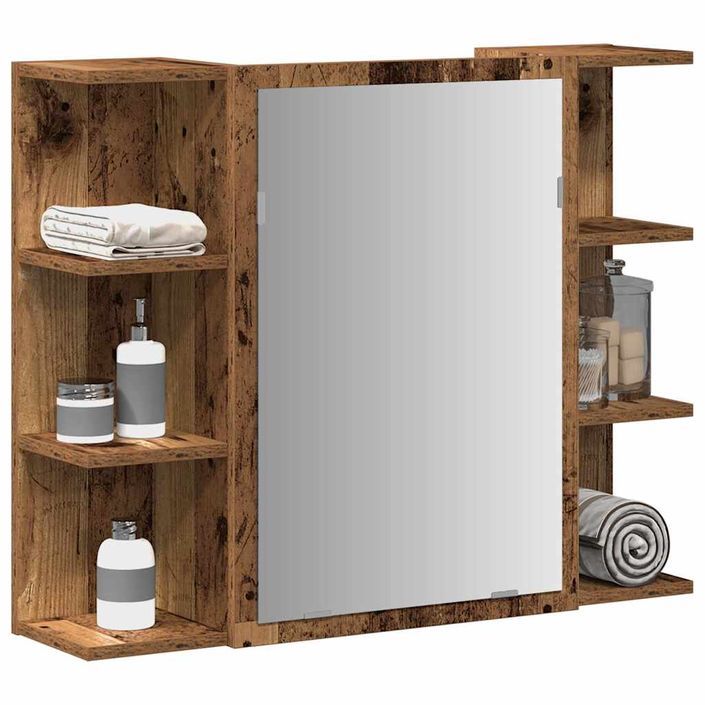 Armoire à miroir de salle de bain vieux bois bois d'ingénierie - Photo n°1