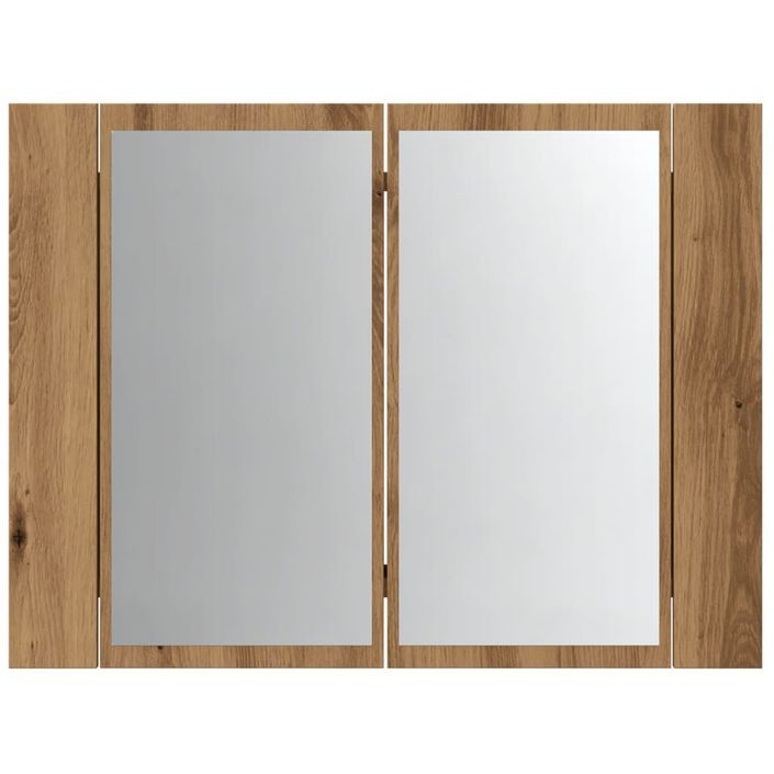 Armoire à miroir LED chêne artisanal 60x12x45cm bois ingénierie - Photo n°7