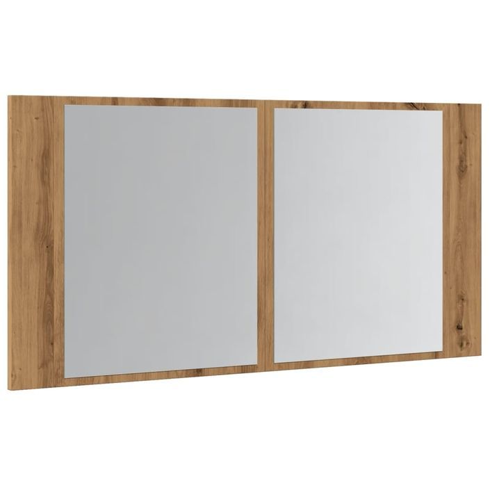 Armoire à miroir LED chêne artisanal 90x12x45cm bois ingénierie - Photo n°6