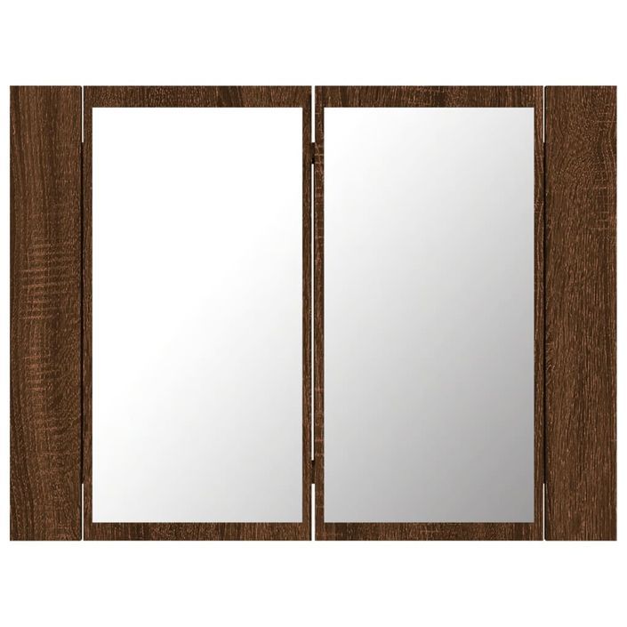 Armoire à miroir LED Chêne marron 60x12x45 cm Bois d'ingénierie - Photo n°8