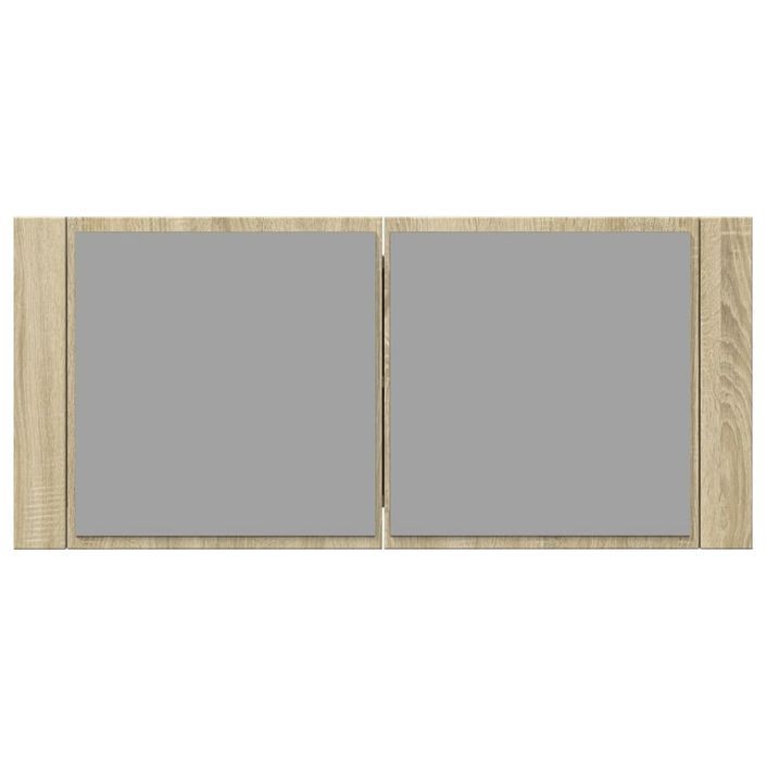 Armoire à miroir LED chêne sonoma 100x12x45cm bois d'ingénierie - Photo n°7