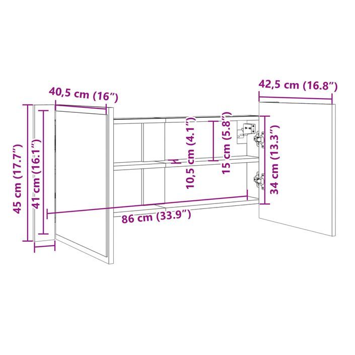 Armoire à miroir LED chêne sonoma 100x12x45cm bois d'ingénierie - Photo n°12