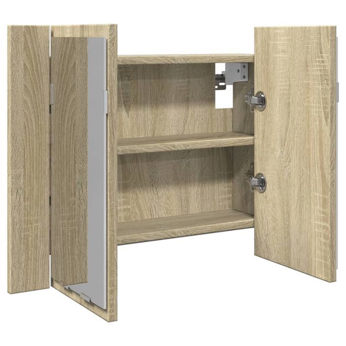 Armoire à miroir LED chêne sonoma 60x12x45 cm bois d'ingénierie - Photo n°1