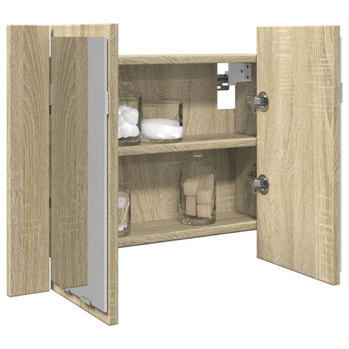 Armoire à miroir LED chêne sonoma 60x12x45 cm bois d'ingénierie - Photo n°6