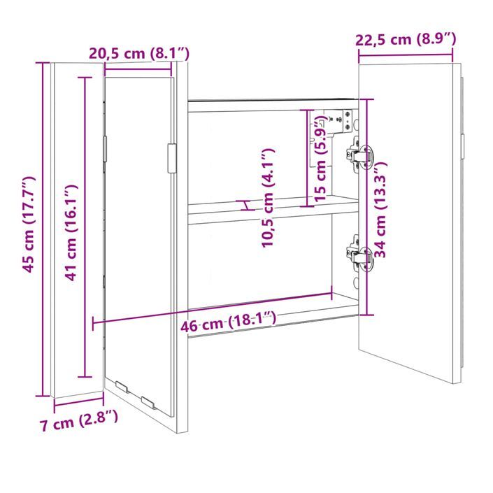 Armoire à miroir LED chêne sonoma 60x12x45 cm bois d'ingénierie - Photo n°12