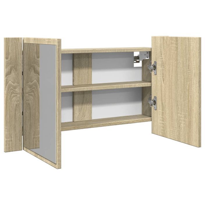 Armoire à miroir LED chêne sonoma 80x12x45 cm bois d'ingénierie - Photo n°1