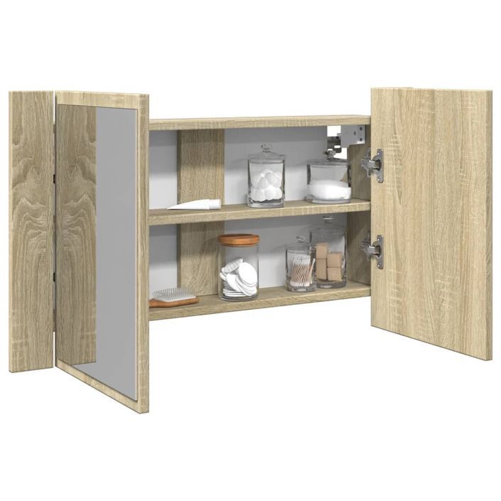 Armoire à miroir LED chêne sonoma 80x12x45 cm bois d'ingénierie - Photo n°6