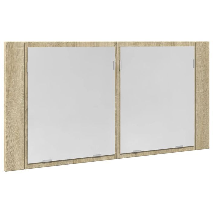 Armoire à miroir LED chêne sonoma 90x12x45 cm bois d'ingénierie - Photo n°3