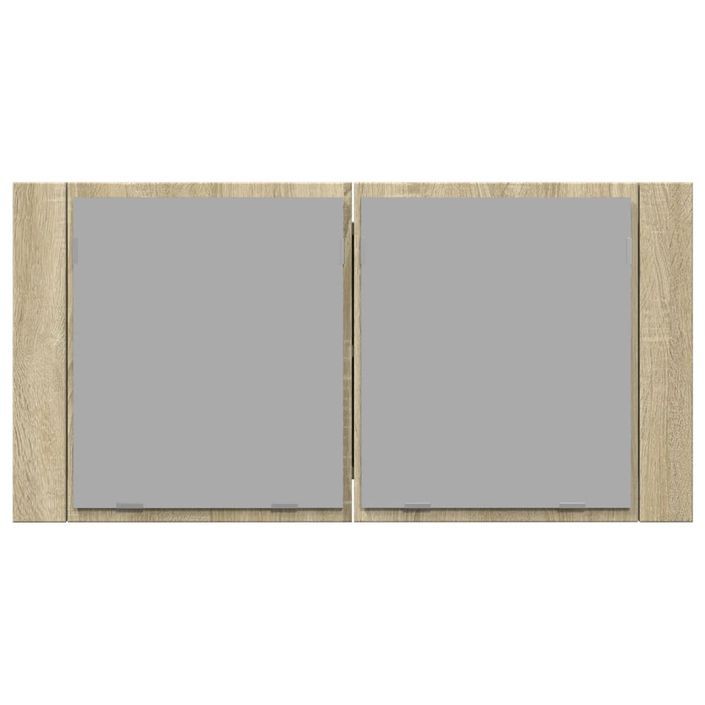 Armoire à miroir LED chêne sonoma 90x12x45 cm bois d'ingénierie - Photo n°7