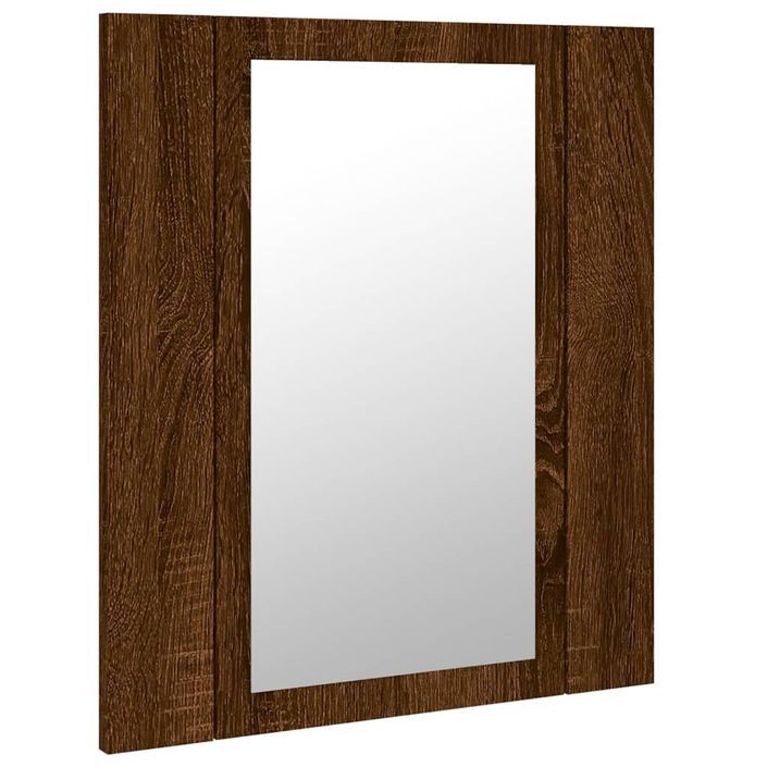 Armoire à miroir LED de salle de bain chêne marron 40x12x45 cm - Photo n°9