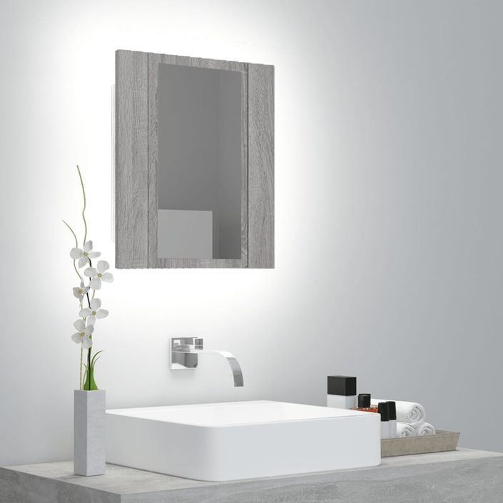 Armoire à miroir LED de salle de bain sonoma gris 40x12x45 cm - Photo n°2