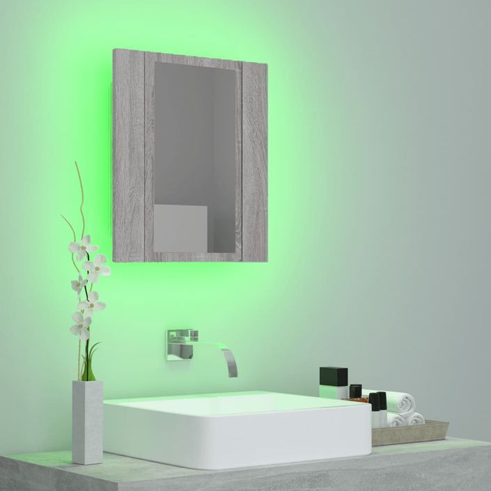 Armoire à miroir LED de salle de bain sonoma gris 40x12x45 cm - Photo n°4