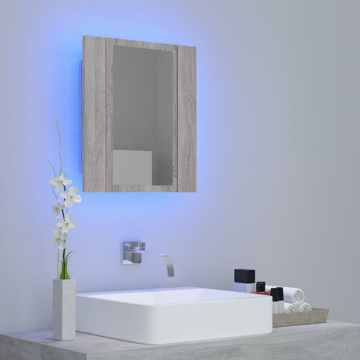 Armoire à miroir LED de salle de bain sonoma gris 40x12x45 cm - Photo n°5