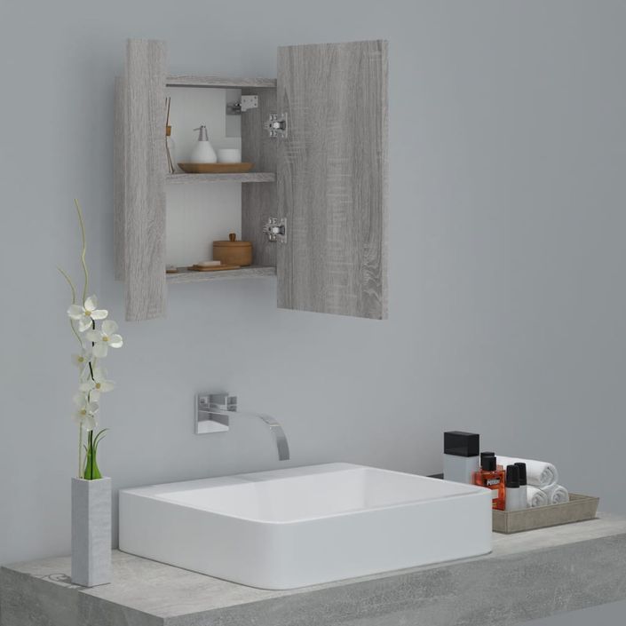 Armoire à miroir LED de salle de bain sonoma gris 40x12x45 cm - Photo n°6