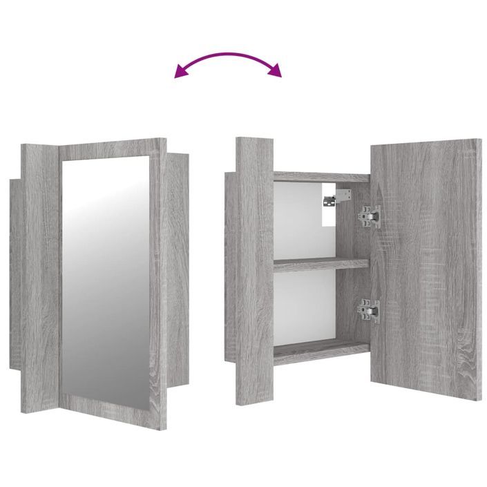 Armoire à miroir LED de salle de bain sonoma gris 40x12x45 cm - Photo n°12