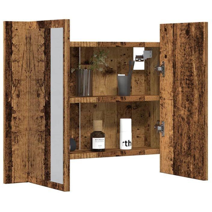 Armoire à miroir LED vieux bois 60x12x45 cm bois d'ingénierie - Photo n°5