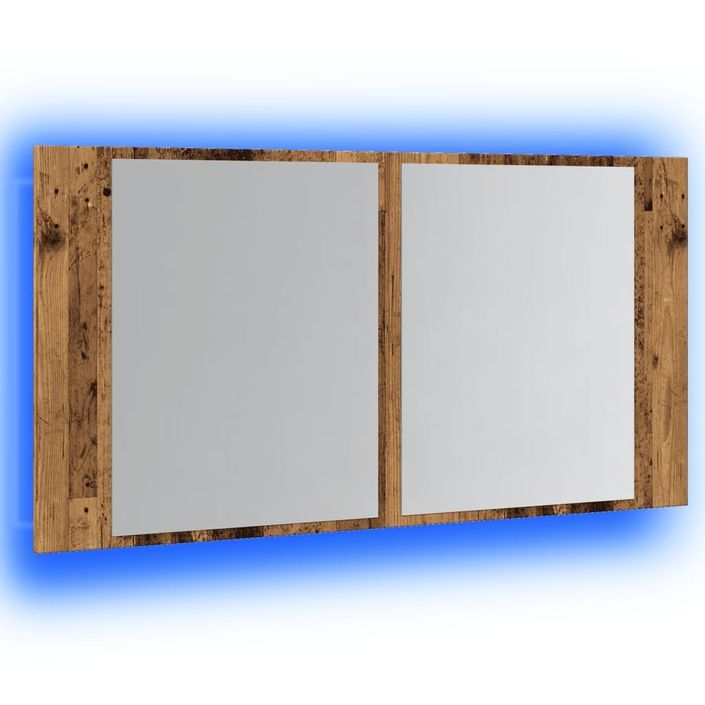 Armoire à miroir LED vieux bois 90x12x45 cm bois d'ingénierie - Photo n°3